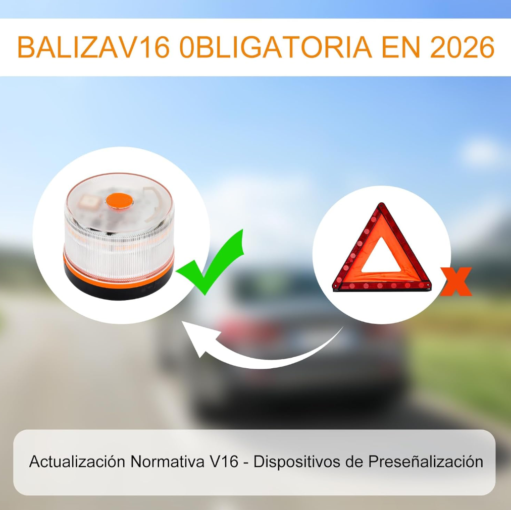 DarkFairy Luz de Emergencia V16 Aprobada por la DGT con Geolocalización 3.0 – Señalización de Ubicación para Automóviles, Plan de Datos Incluido – Base Magnética IP54 – Cumple con la Normativa 2026.