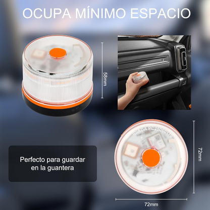 DarkFairy Luz de Emergencia V16 Aprobada por la DGT con Geolocalización 3.0 – Señalización de Ubicación para Automóviles, Plan de Datos Incluido – Base Magnética IP54 – Cumple con la Normativa 2026.